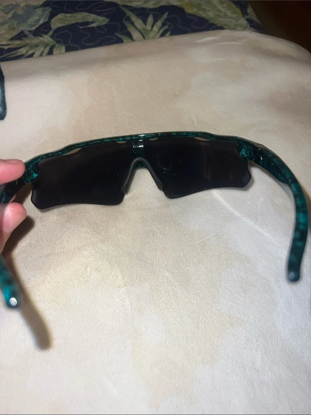 Sport Shield Sunglasses in Black with Green Marble Temples